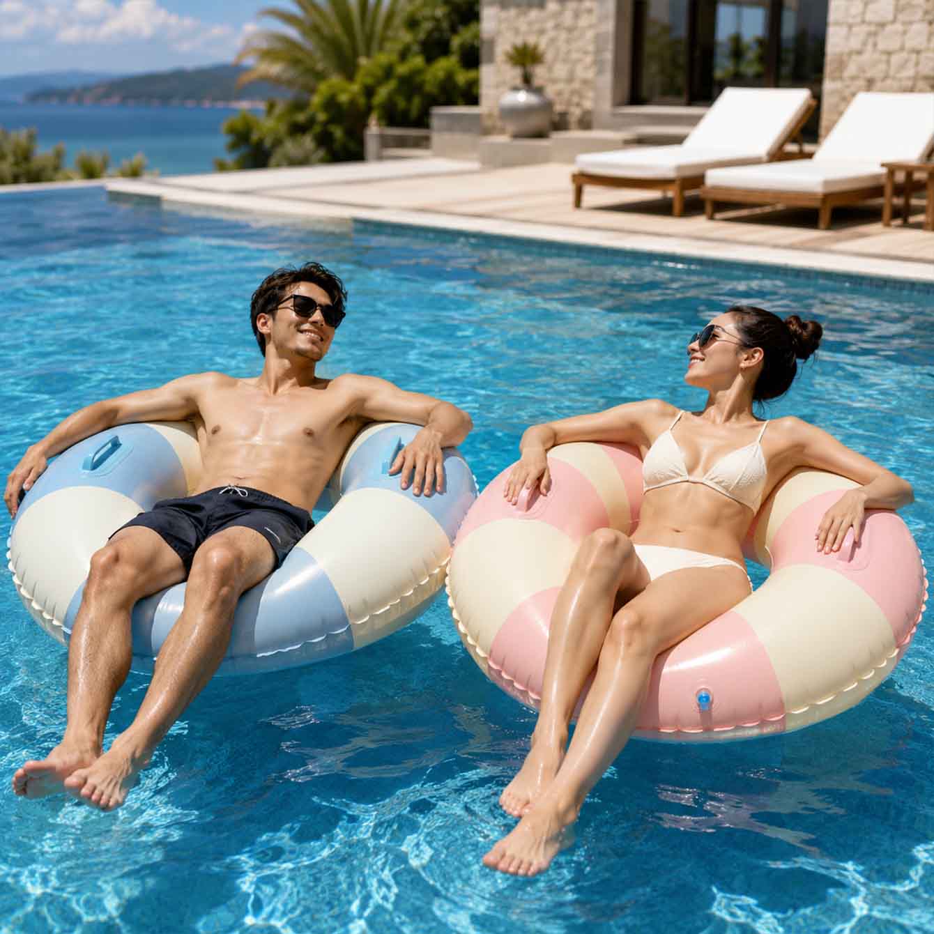 1PC Inflatable Swim Ring with  - đánh giá và giá Pool Float Ring Inflatable